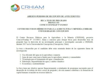 CRHIAM llama a concurso para otorgar becas para tesis de pregrado