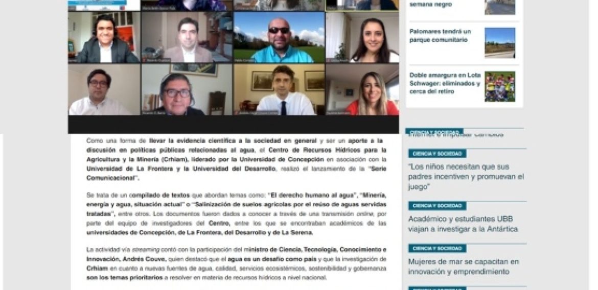 Crhiam lanza serie de informes en recursos hídricos sobre agricultura, minería y comunidades
