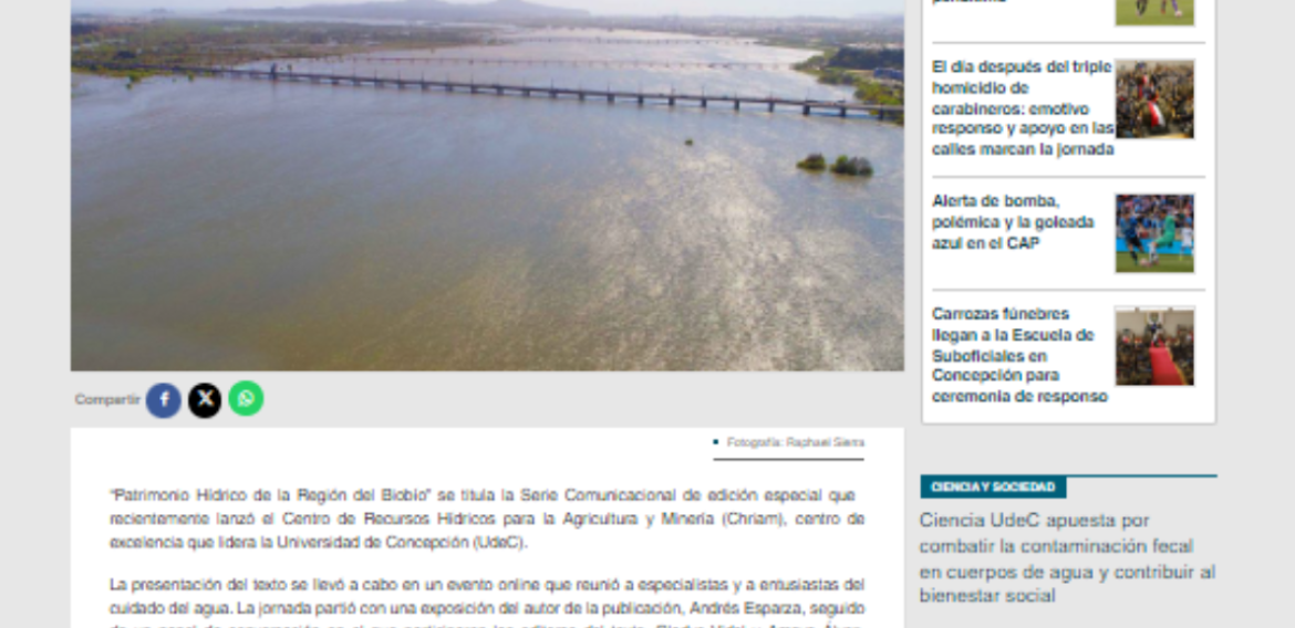 Crhiam lanzó texto para relevar el patrimonio hídrico local