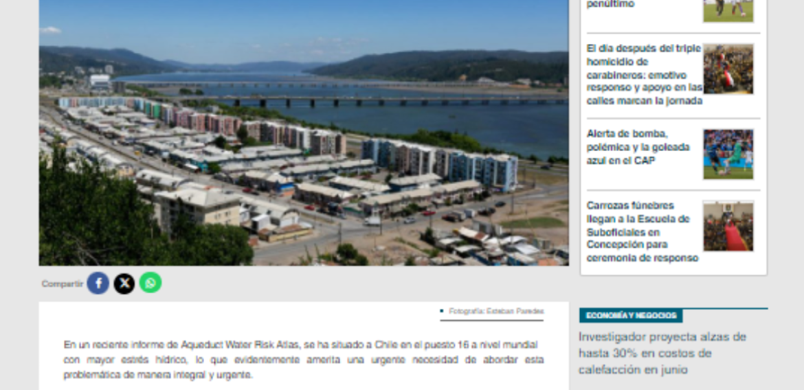 Chile entre los 16 países con mayor estrés hídrico: experta local insta a una respuesta estructurada