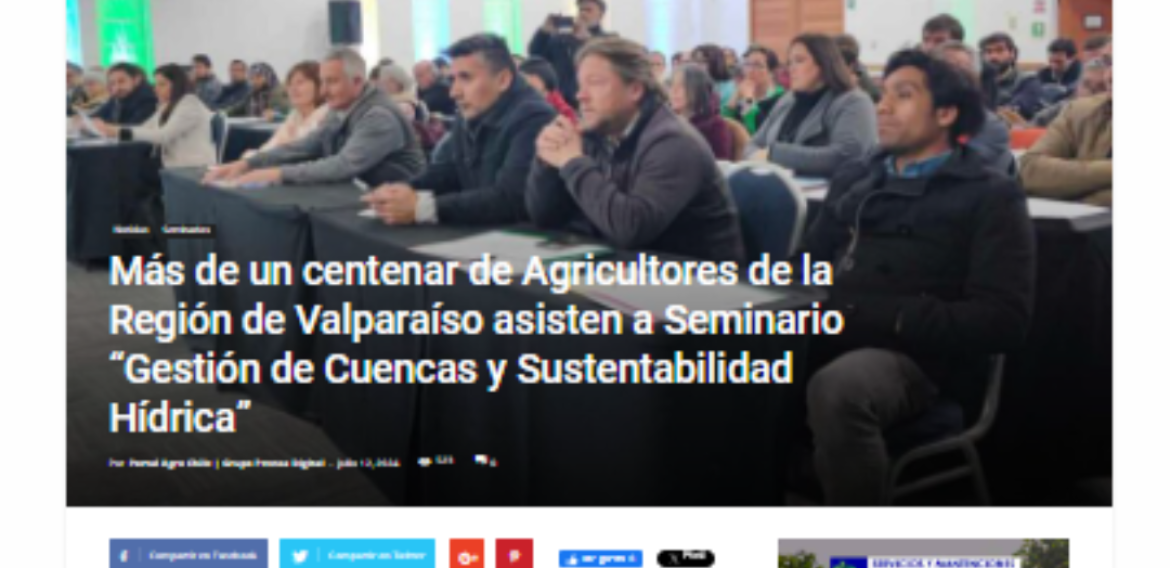 Más de un centenar de Agricultores de la Región de Valparaíso asisten a Seminario “Gestión de Cuencas y Sustentabilidad Hídrica”