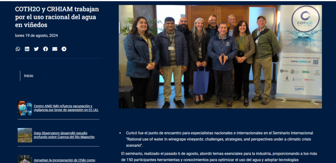 COTH2O y CRHIAM trabajan por el uso racional del agua en viñedos