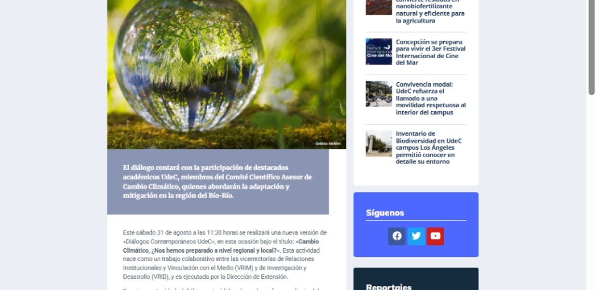 Diálogos Contemporáneos UdeC generará discusión en torno al cambio climático