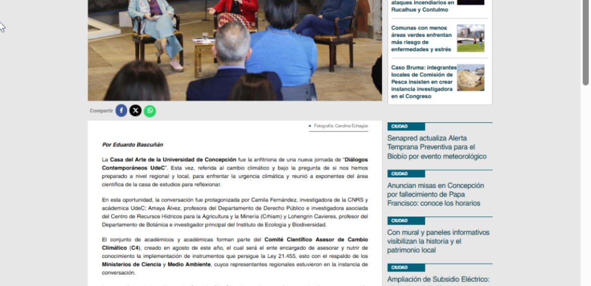 Especialistas analizan ausencia de plan contra el cambio climático en Biobío
