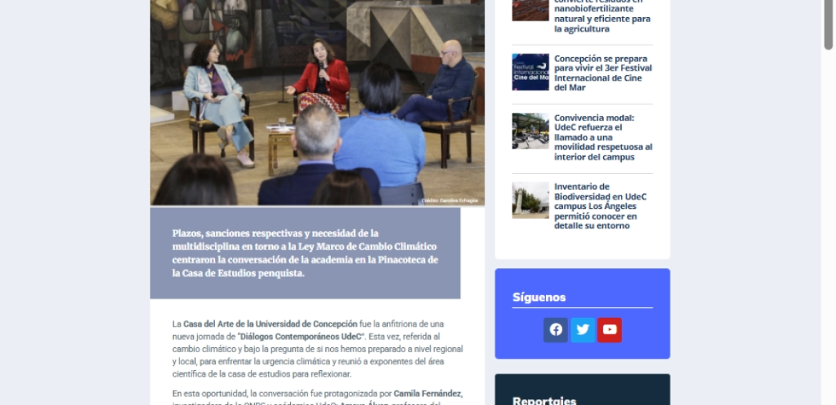 Especialistas analizan ausencia de plan contra el cambio climático en Biobío