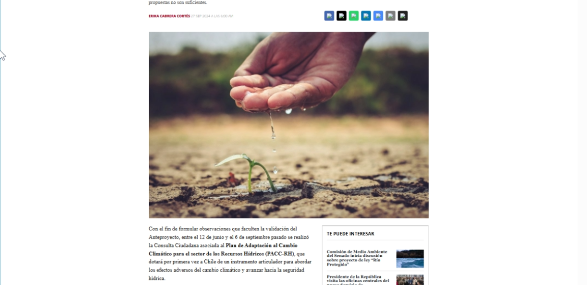 Desde la academia, empresa y ONG comentan sus observaciones al Plan de Adaptación al Cambio Climático para el sector de los Recursos Hídricos