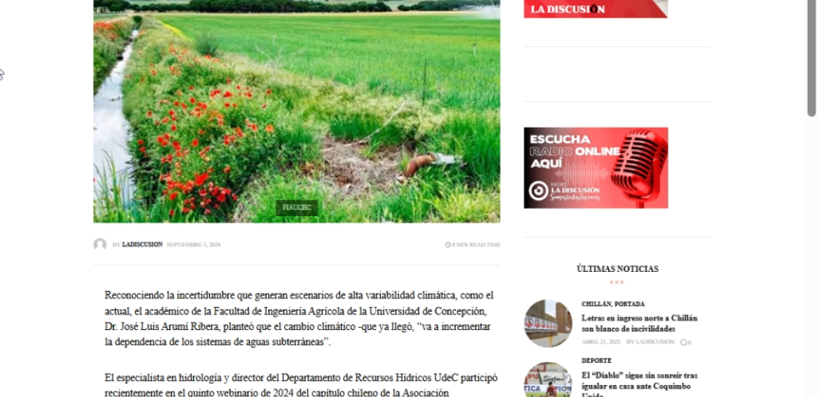 “El cambio climático va a incrementar nuestra dependencia de los sistemas de aguas subterráneas”
