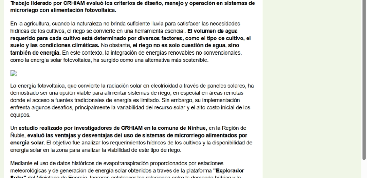 Riego con equipos de energía solar: Oportunidades y desafíos para la agricultura