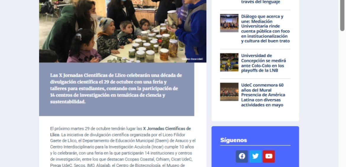 Jornadas Científicas de Llico celebran su primera década impulsando la ciencia en la comunidad escolar