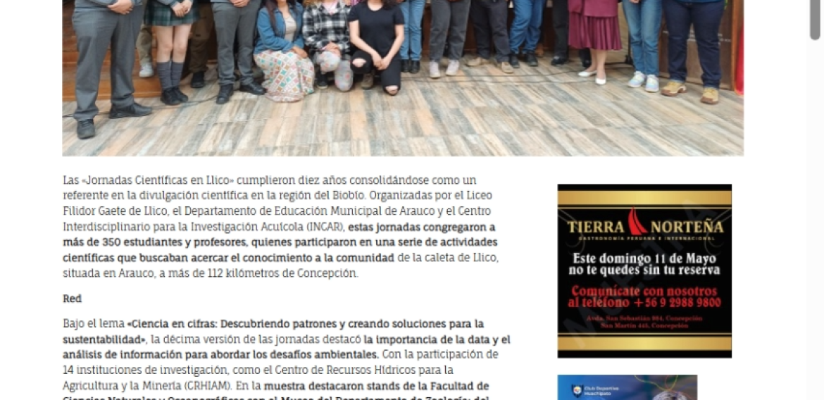 Jornadas Científicas de Caleta Llico: 10 años exhibiendo in situ la investigación y el conocimiento a sus habitantes