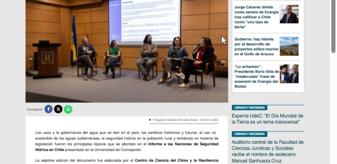 Informe a las Naciones de Seguridad Hídrica en Chile: Advierten estrés hídrico extremo y uso no sostenible de las aguas subterráneas en el país