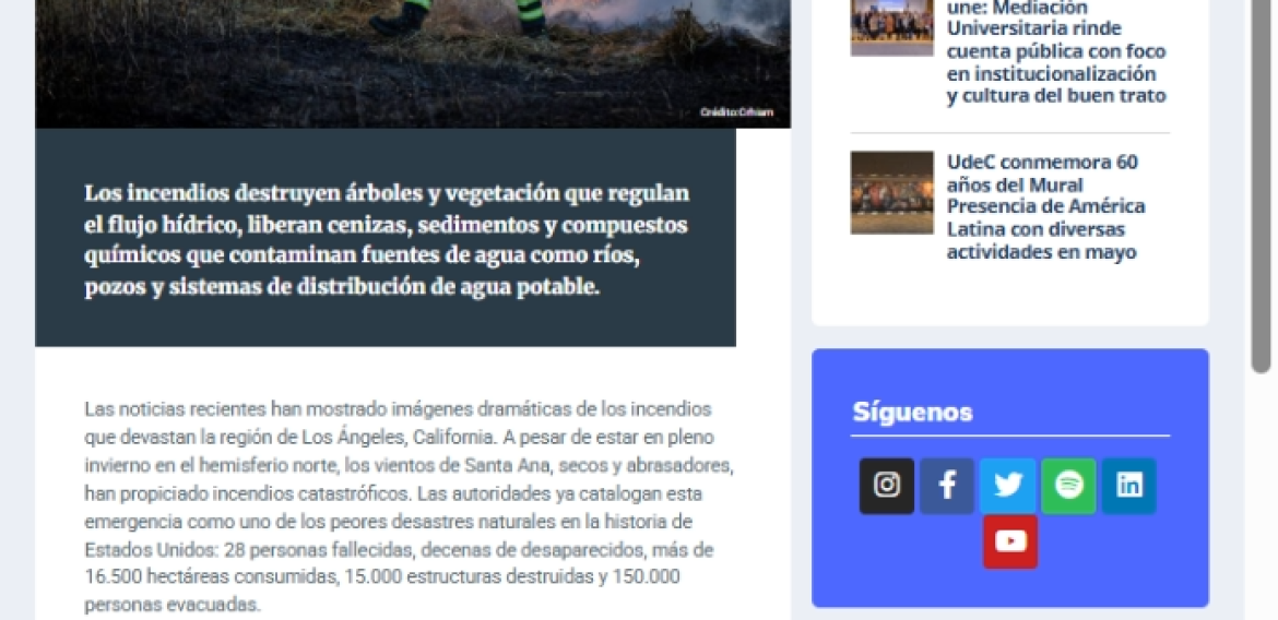 Las llamas que ponen en riesgo nuestra agua y salud