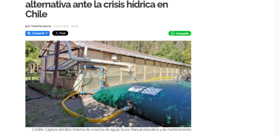 Cosecha de aguas lluvia: una fuente alternativa ante la crisis hídrica en Chile