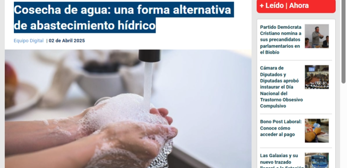 Cosecha de agua: una forma alternativa de abastecimiento hídrico