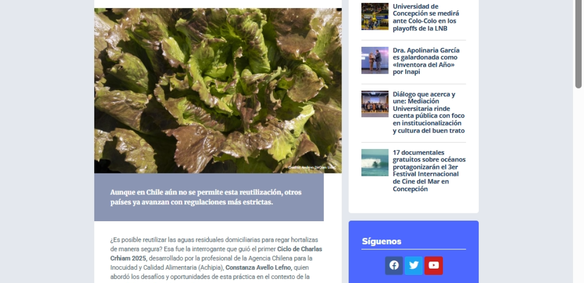 ¿Podemos regar nuestras hortalizas con agua de la cocina?: Ciclo de Charlas CRHIAM abordó la reutilización de aguas grises