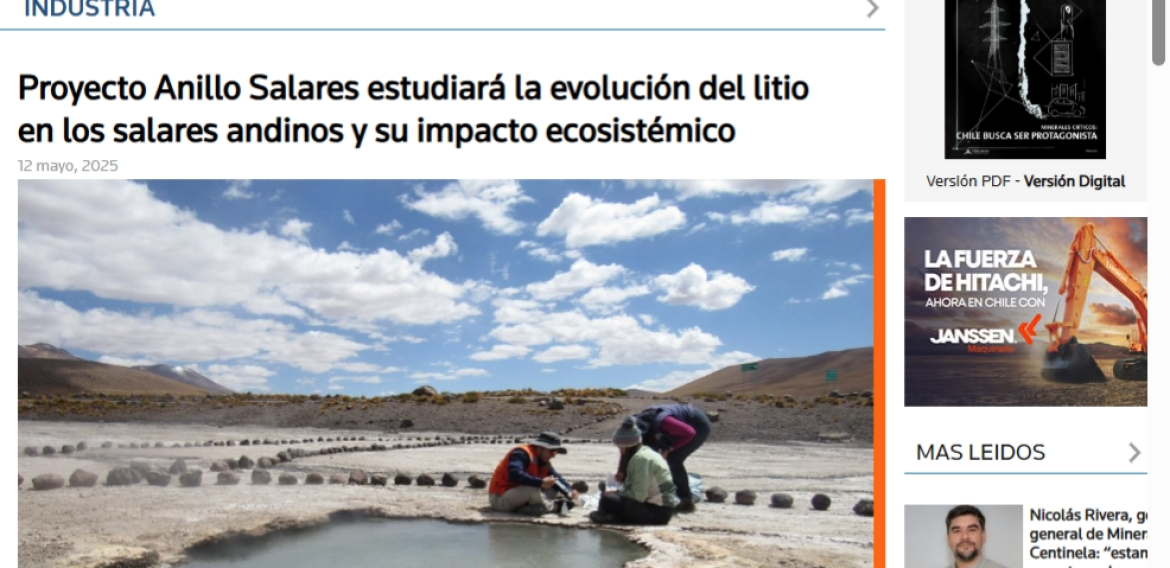 Proyecto Anillo Salares estudiará la evolución del litio en los salares andinos y su impacto ecosistémico