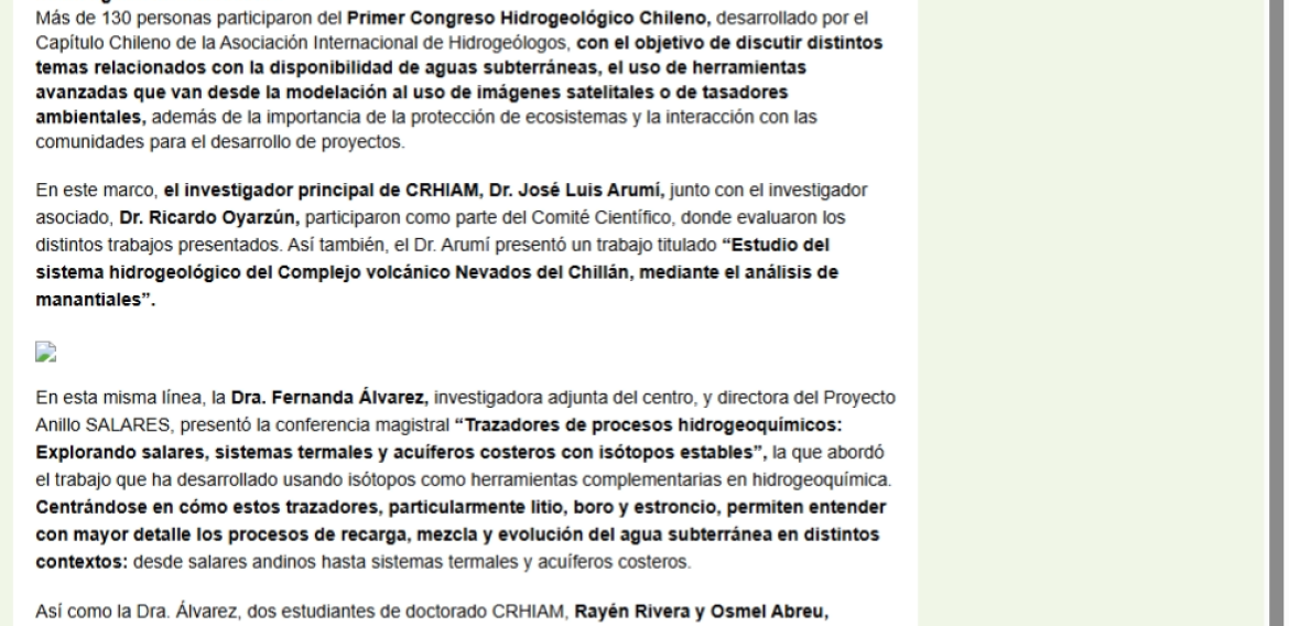 Primer Congreso Hidrogeológico de Chile: La importancia de la protección de los ecosistemas y la interacción con las comunidades
