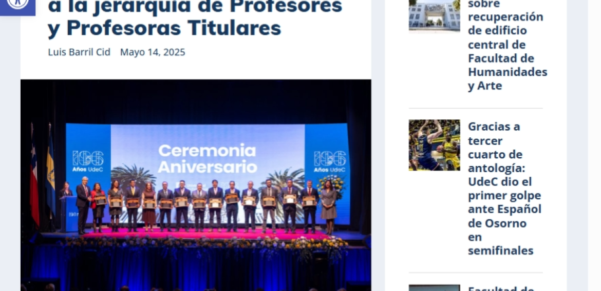 Universidad de Concepción promueve a trece docentes a la jerarquía de Profesores y Profesoras Titulares
