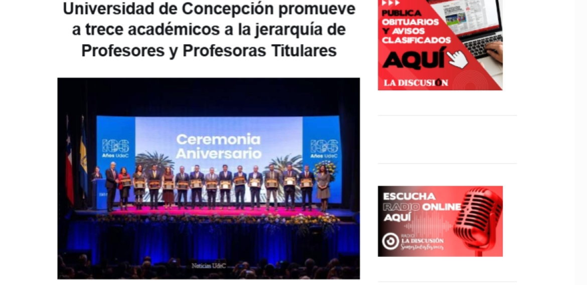Universidad de Concepción promueve a trece académicos a la jerarquía de Profesores y Profesoras Titulares