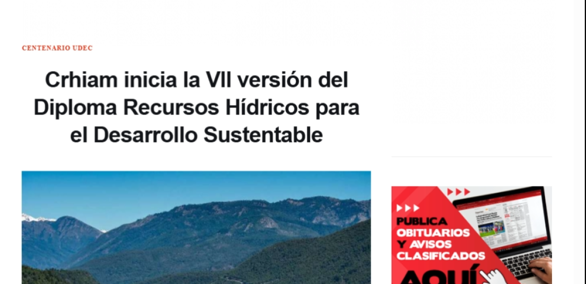 Crhiam inicia la VII versión del Diploma Recursos Hídricos para el Desarrollo Sustentable